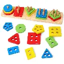 Wooden Shape Color Recognition Blocks Matching Sorting Stacking Montessori Toy - 5 pcs Set